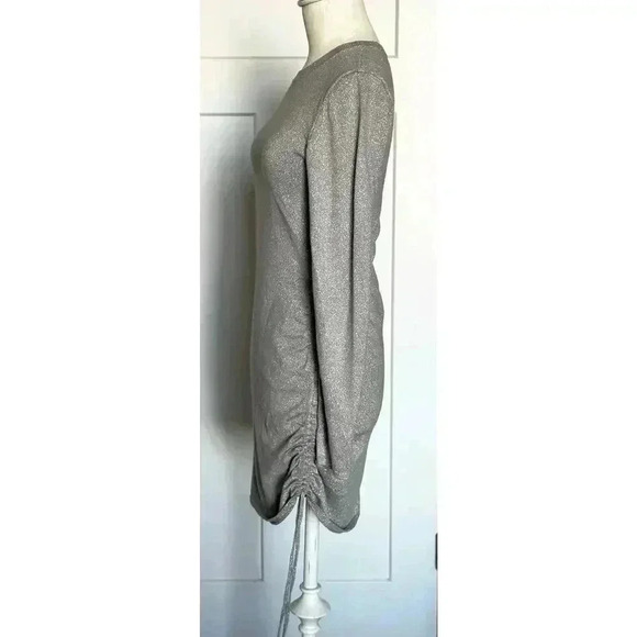Abercrombie Sparkly Asymmetrical Ruched Mini Sweater Dress Grey Sparkle S/P - Picture 7 of 14
